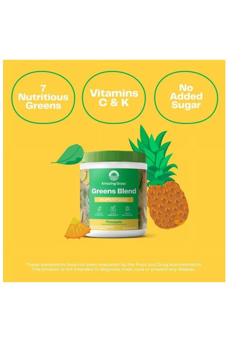 Greens Blend Superfood Pineapple Powder Mix, Alternate, color, None