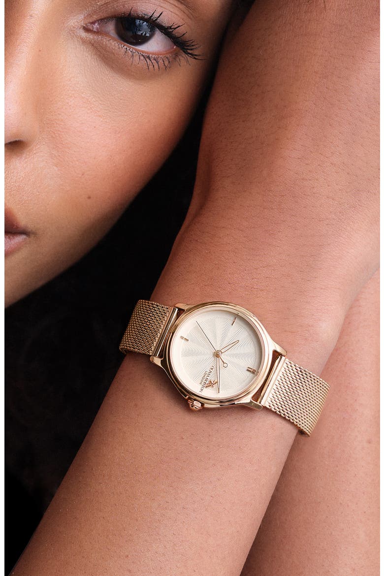 Classic Bee Mesh Strap Watch, 30mm, Alternate, color, PINK