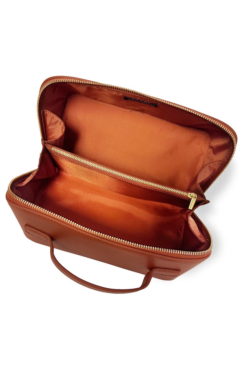 Jetsetter - The Curved Cosmetic Bag with Jewelry Organizer in Brown, Alternate, color, Brown