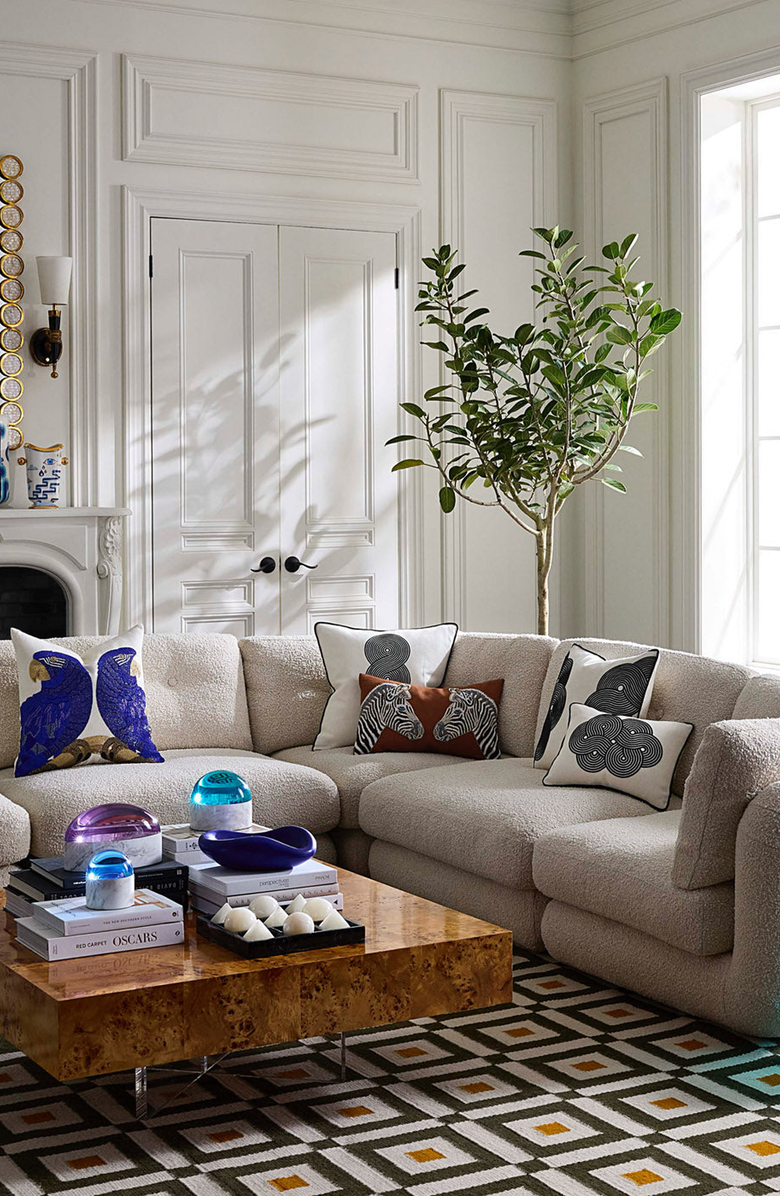 Jonathan Adler Zebra Beaded Pillow, Alternate, color,