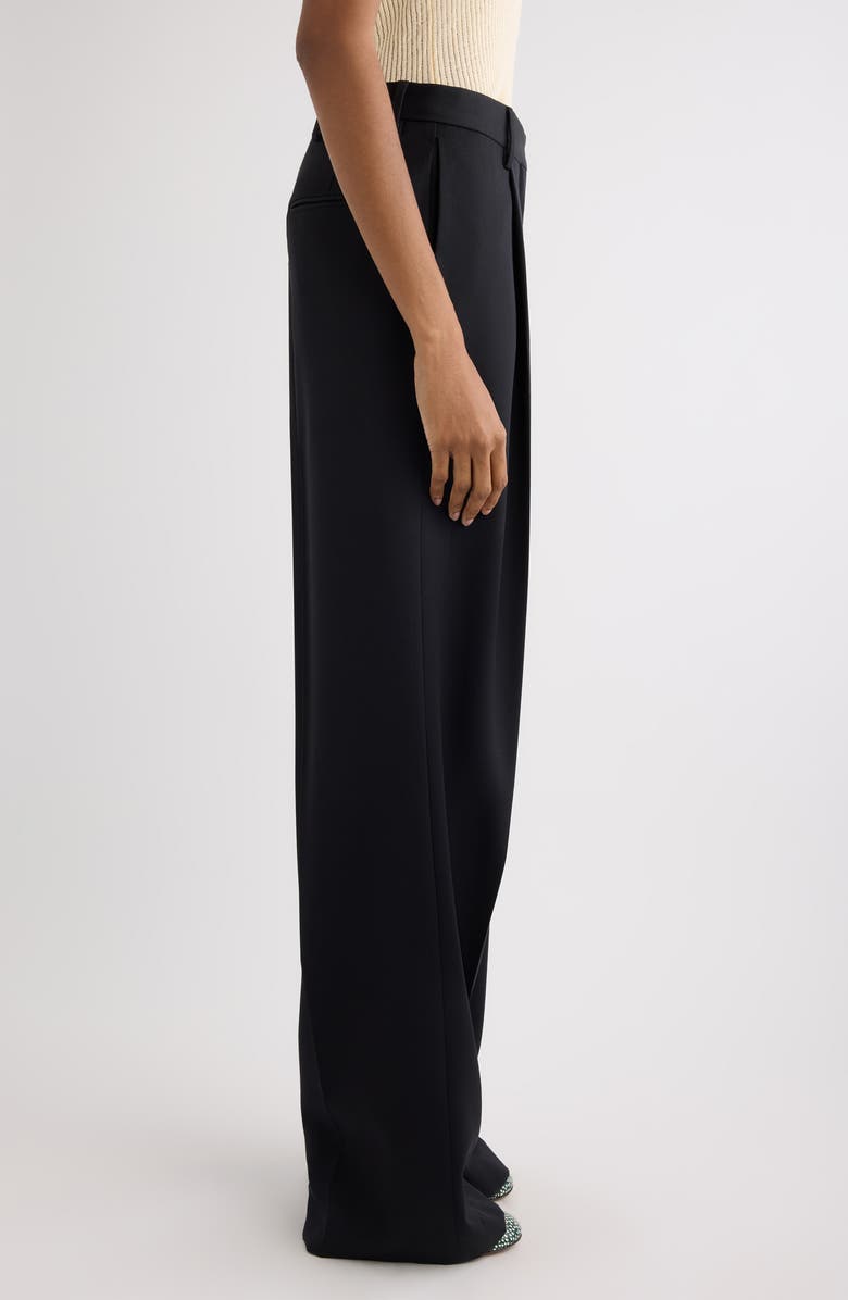 Dries Van Noten Wool Gabardine Wide Leg Pants, Alternate, color, Black