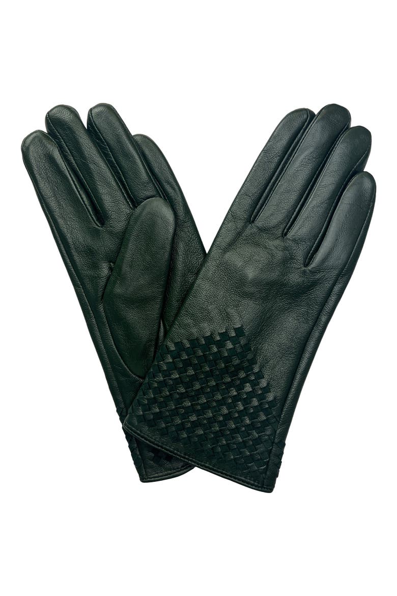 Woven Leather Gloves, Main, color, OLIVE
