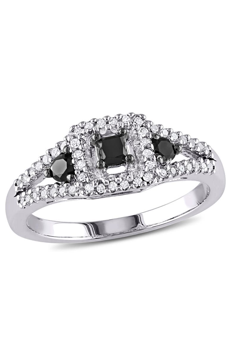 Julianna B. Black & White Diamond Split Shank Engagement Ring, Main, color, Diamond