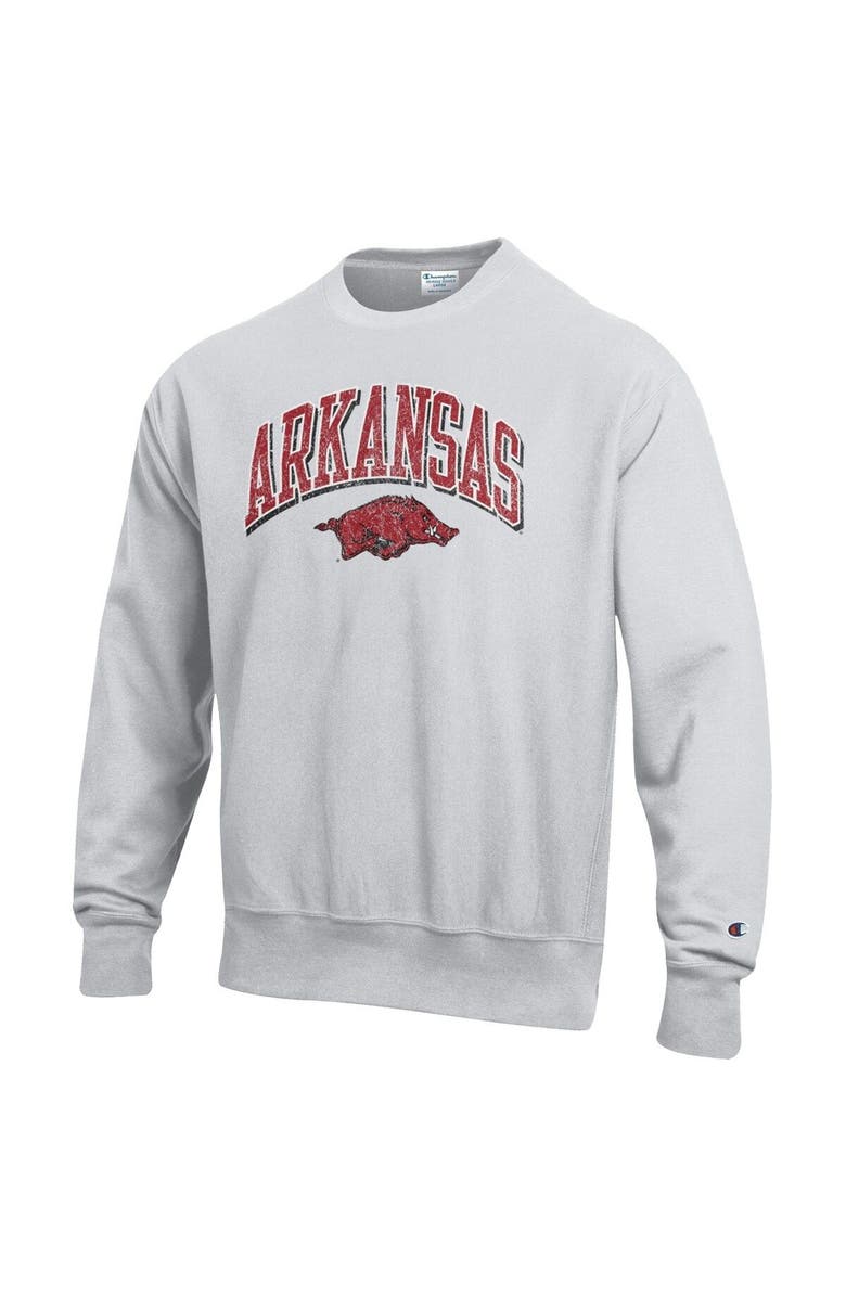 Champion Men's Champion Gray Arkansas Razorbacks Arch Over Logo Reverse Weave Pullover Sweatshirt, Alternate, color, 