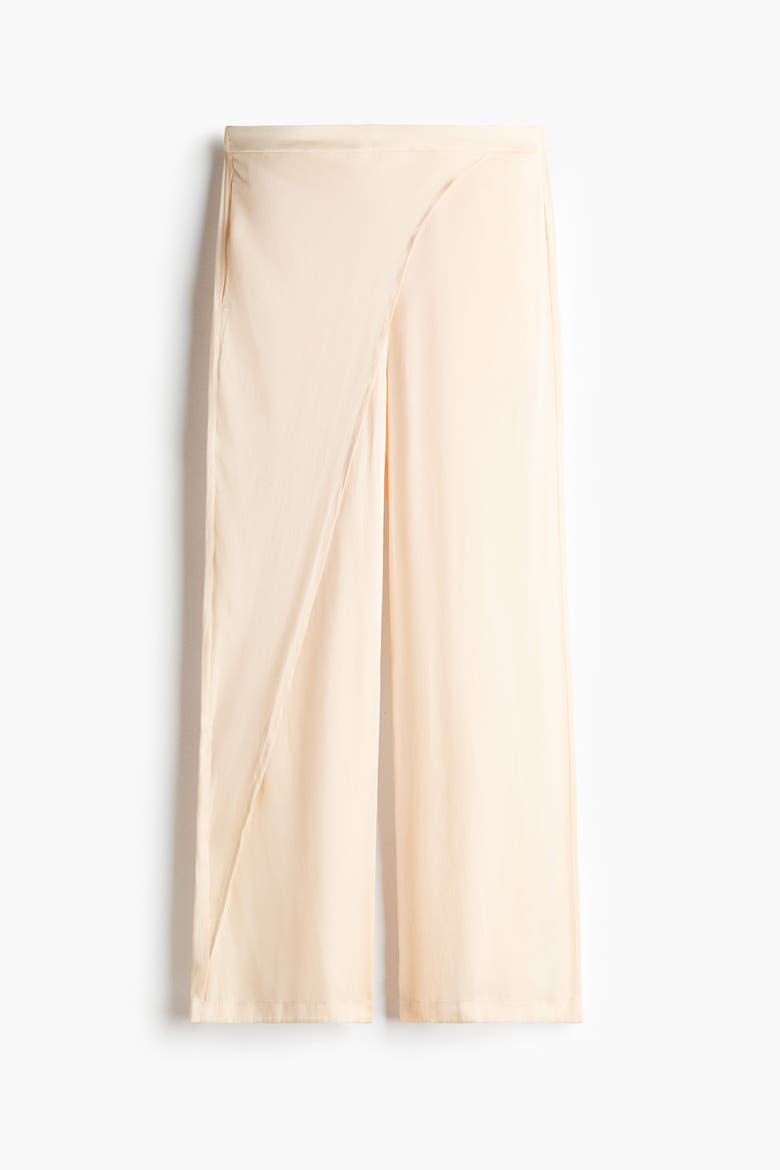 Wrap-detail Satin Trousers, Alternate, color, Cream