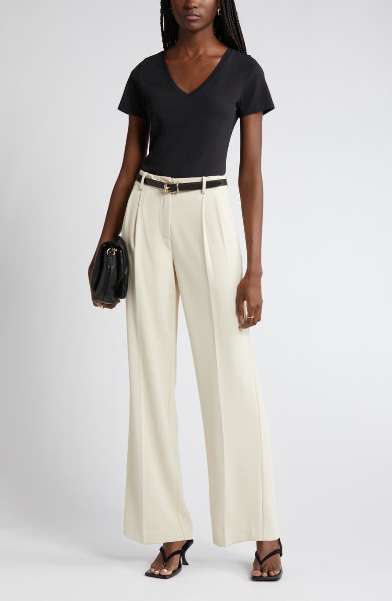 Nordstrom Everyday V-Neck Pima Cotton Blend T-Shirt, Alternate, color, Black