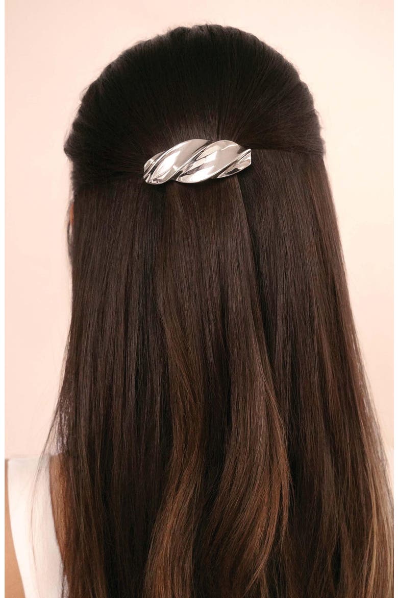 Golden Twist Barrette, Alternate, color, GOLD