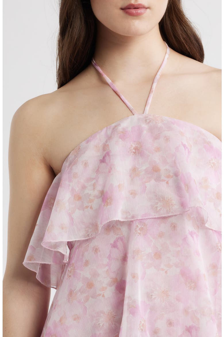 Maisie Ruffle Halter Maxi Dress, Alternate, color, PINK MULTI