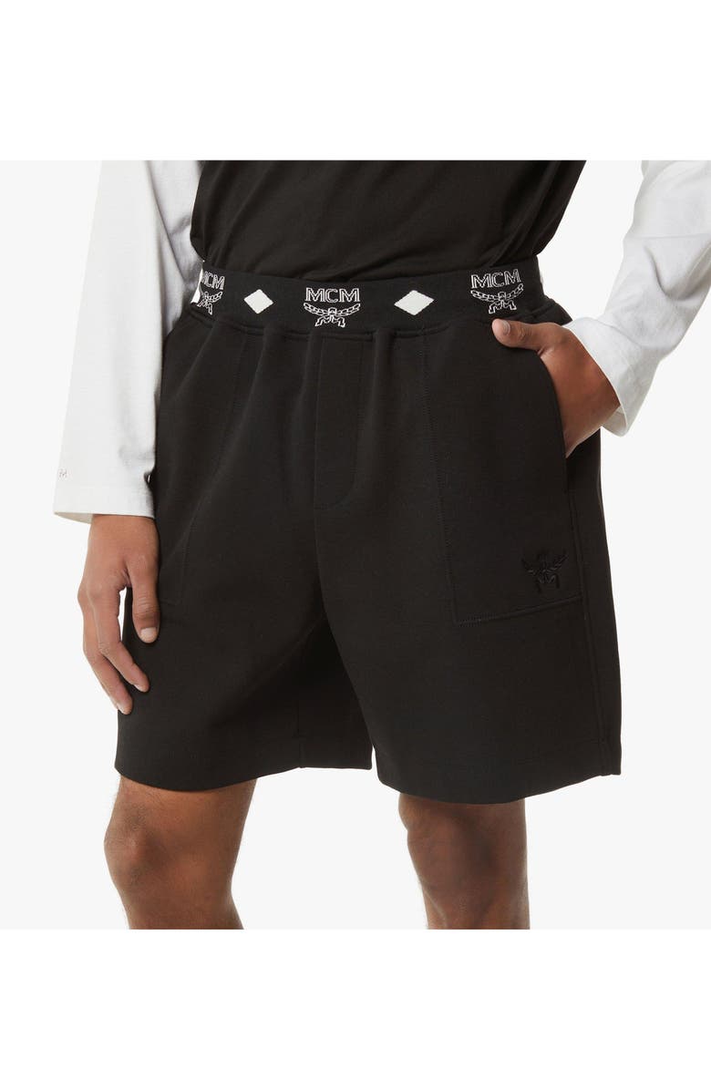 MCM Essential Logo Ponte Shorts, Alternate, color, Black