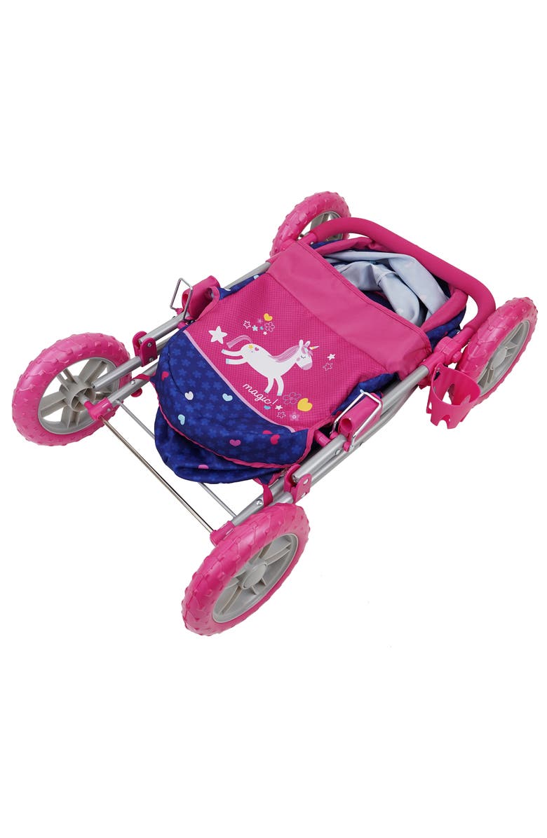509 Unicorn Doll Pram in Blue & Pink, Alternate, color, Multicolored