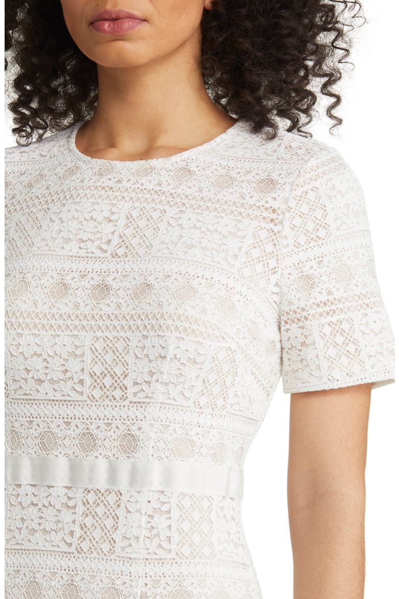Stripe Lace Midi Dress (Nordstrom Exclusive), Alternate, color, LUCENT WHITE