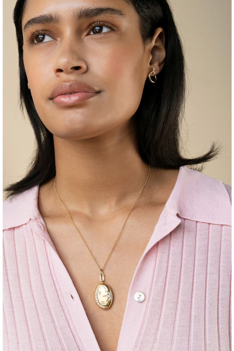 18k Gold Sun Moon & Star Diamond Locket Necklace, Alternate, color, 18K YELLOW GOLD