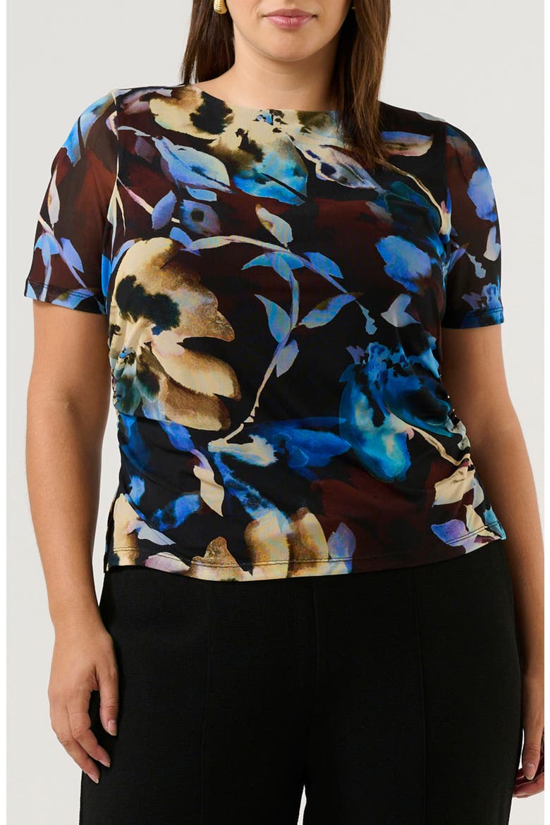Cleo Floral Mesh Top, Main, color, CHOCOLATE WINTER