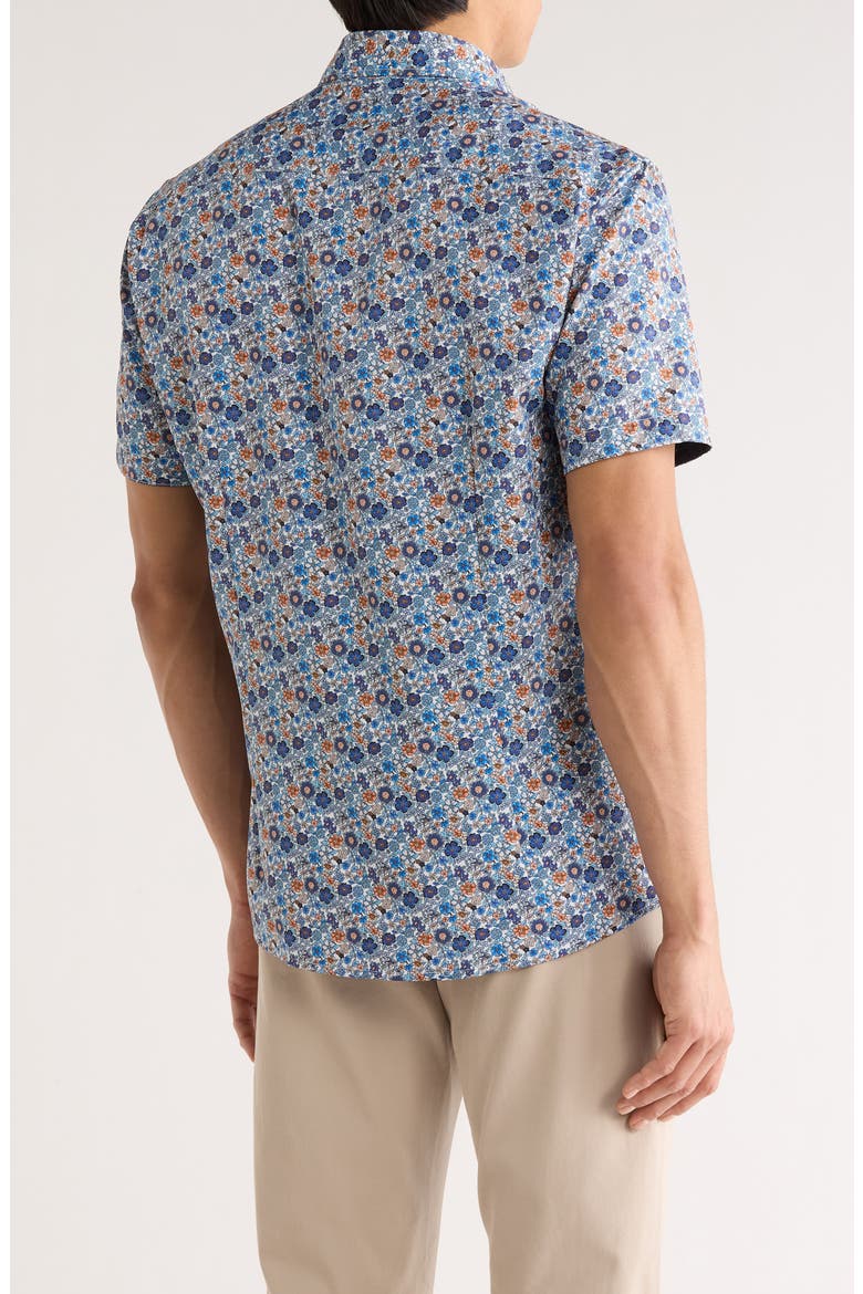 Floral Short Sleeve Sport Shirt, Alternate, color, BLUE MULTI