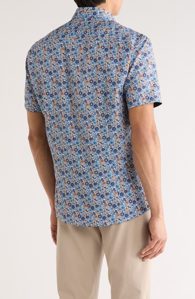 SOUL OF LONDON Floral Short Sleeve Sport Shirt, Alternate, color, Blue Multi