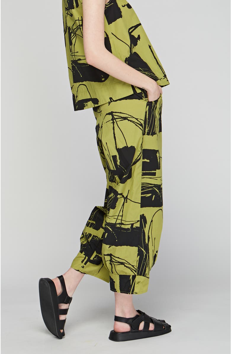 LUUKAA Echo Printed Poplin Pants, Alternate, color, Lime