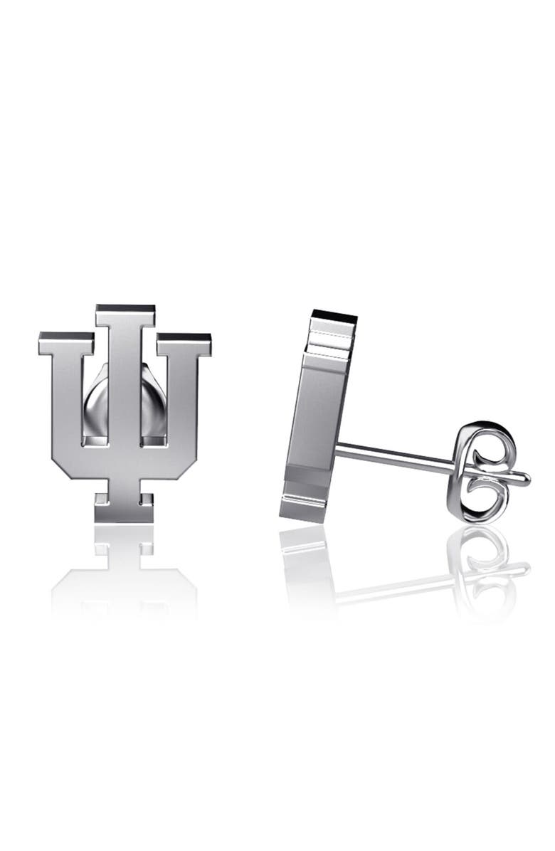 DAYNA DESIGNS Indiana Hoosiers Team Logo Silver Post Earrings, Main, color,