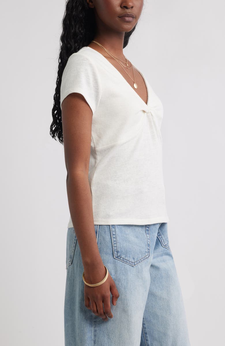 Treasure & Bond Twist Front V-Neck Knit Top, Alternate, color, Ivory Egret