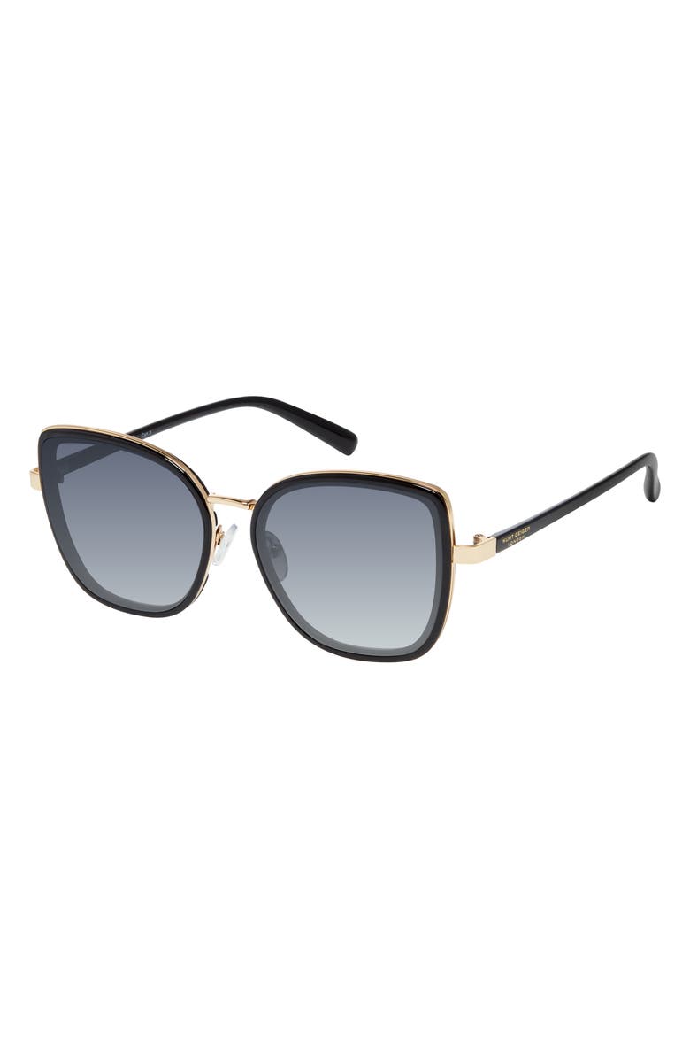 Kurt Geiger London 57mm Square Sunglasses, Alternate, color, Black/ Gold