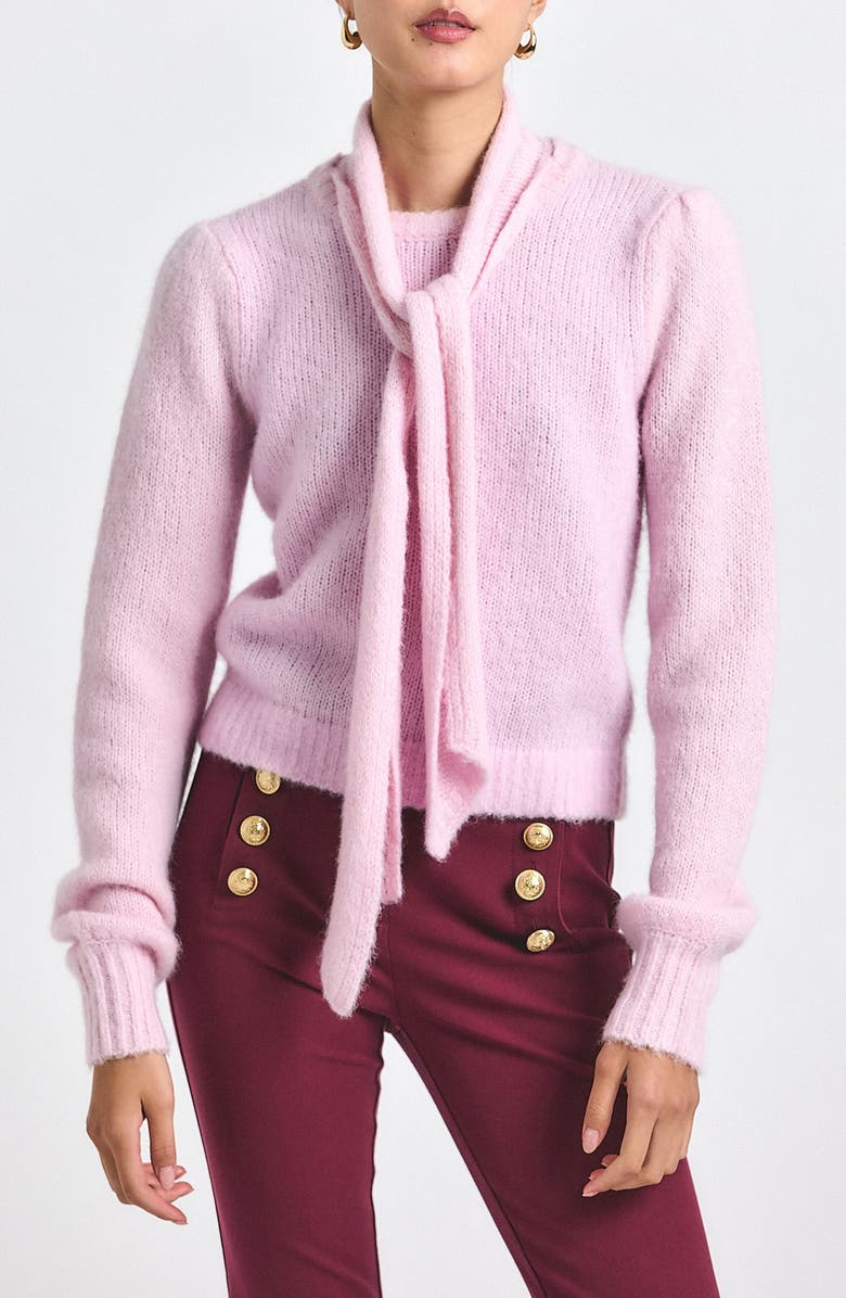 Derek Lam 10 Crosby Leilani Crewneck Sweater & Scarf Set, Main, color, Slipper Pink