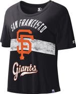 STARTER Women's Starter Black San Francisco Giants  Record Setter Crop Top