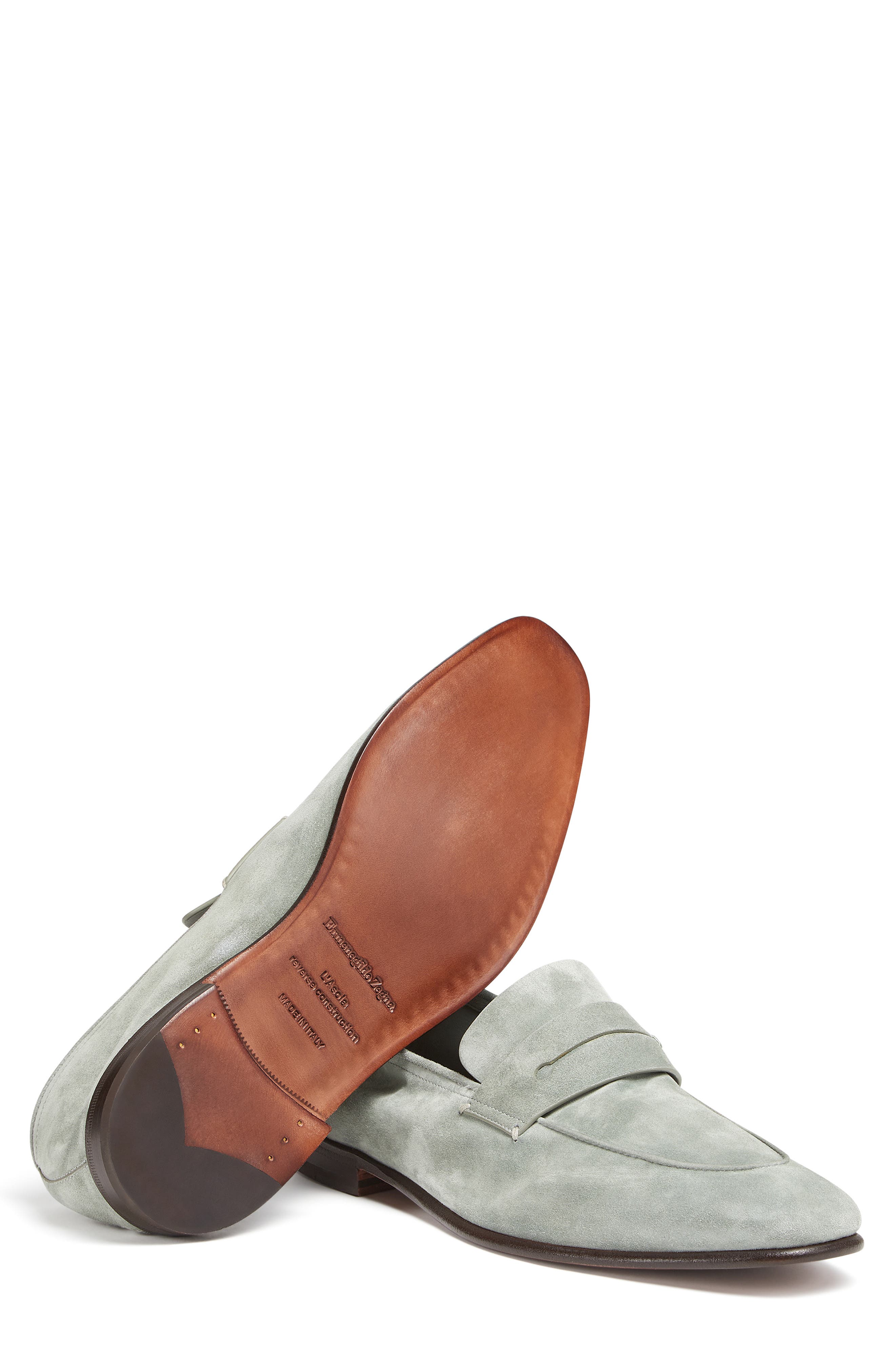 ZEGNA L'Asola Suede Penny Loafer, Alternate, color, 