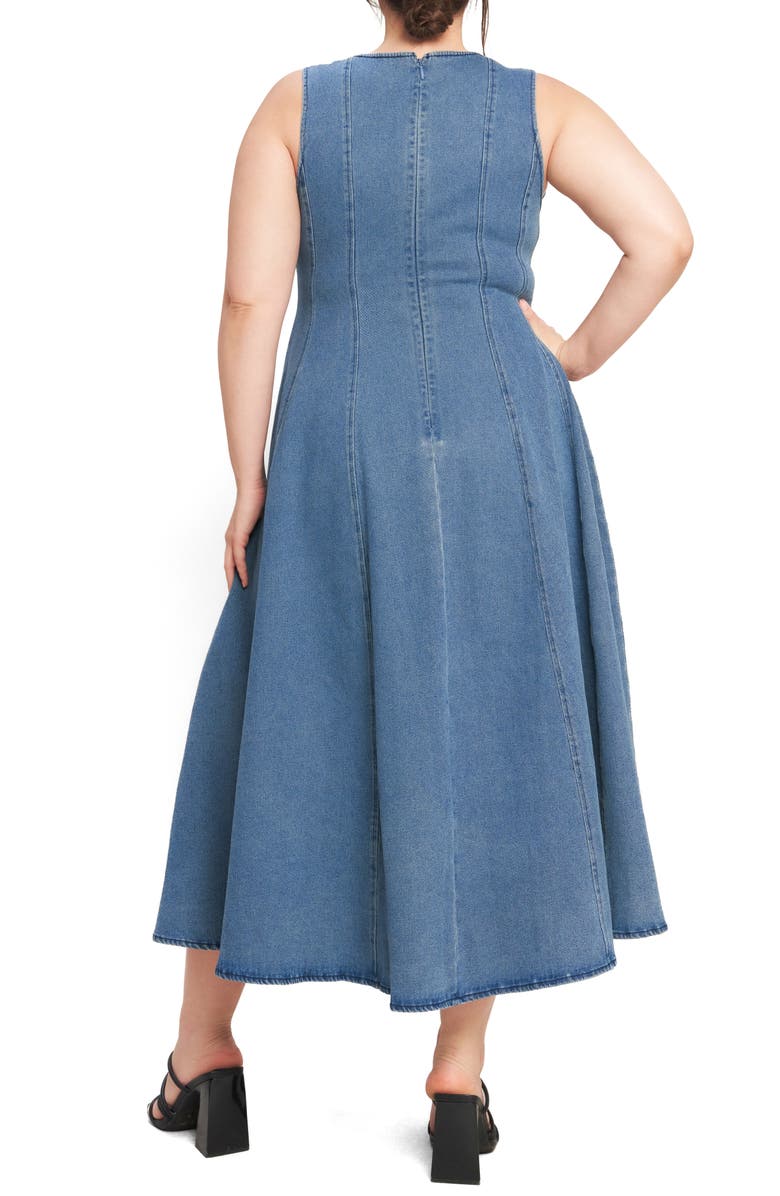 FLYING TOMATO Denim Maxi Dress, Alternate, color, Medium Indigo