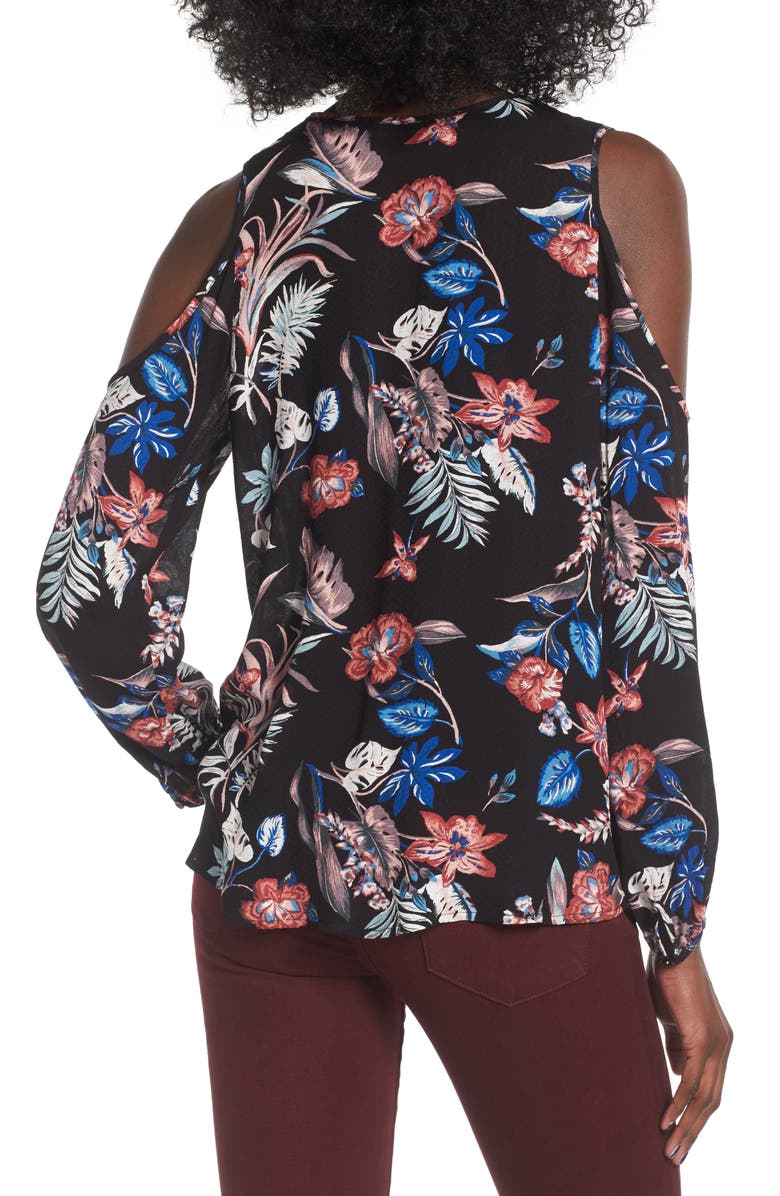 All in Favor Surplice Cold Shoulder Blouse, Alternate, color,