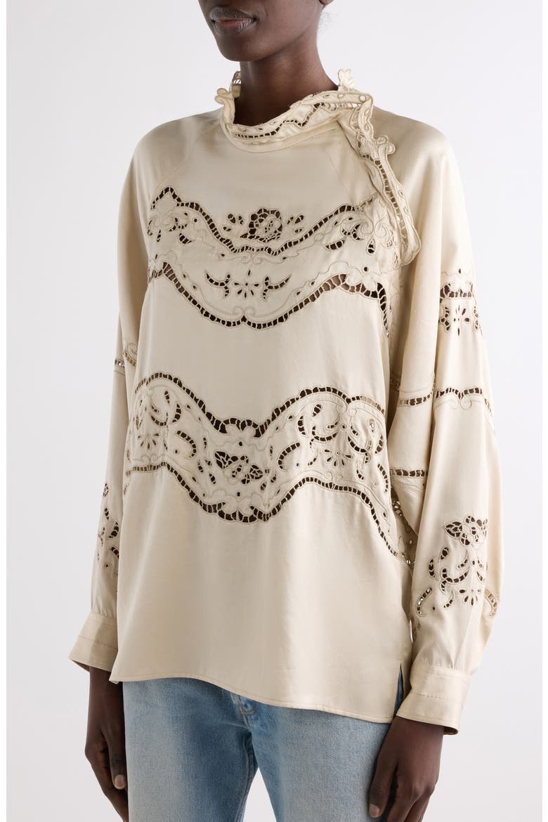 Enelia Embroidered Stretch Silk Top, Alternate, color, CHAMPAGNE