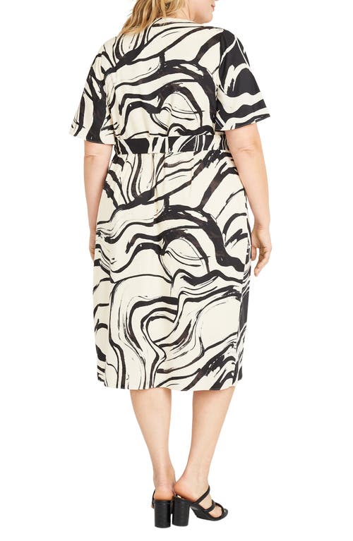 Donna Morgan Swirl Flutter Sleeve Midi Wrap Dress