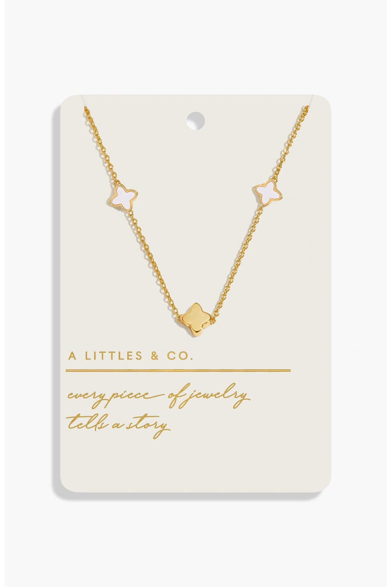 Style Stories Mother Of Pearl Clover Necklace In Gold-Tone Plating, Main, color, Metallic Gold