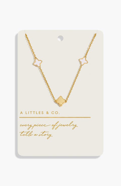Style Stories Mother Of Pearl Clover Necklace In Gold-Tone Plating