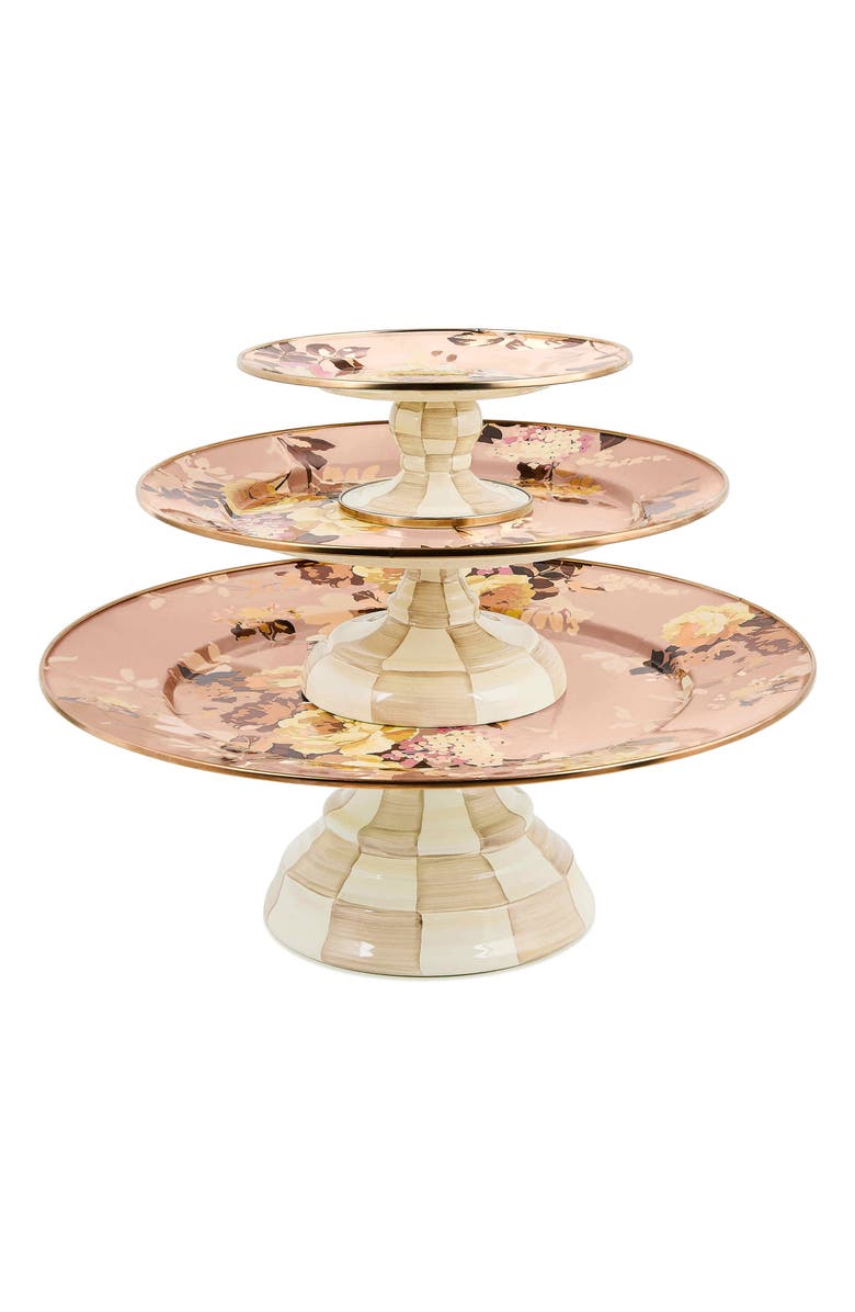 MACKENZIE CHILDS Wild Rose Slate Large Pedestal Platter, Alternate, color, Mauve