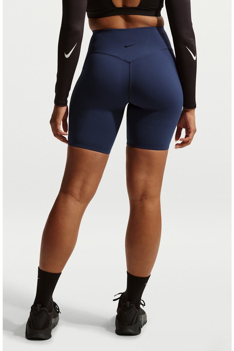 Universa Medium-Support High-Waisted Pocket Biker Shorts, Alternate, color, MIDNIGHT NAVY/ DARK OBSIDIAN