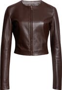 ST. JOHN Clarissa Napa Leather Crop Jacket