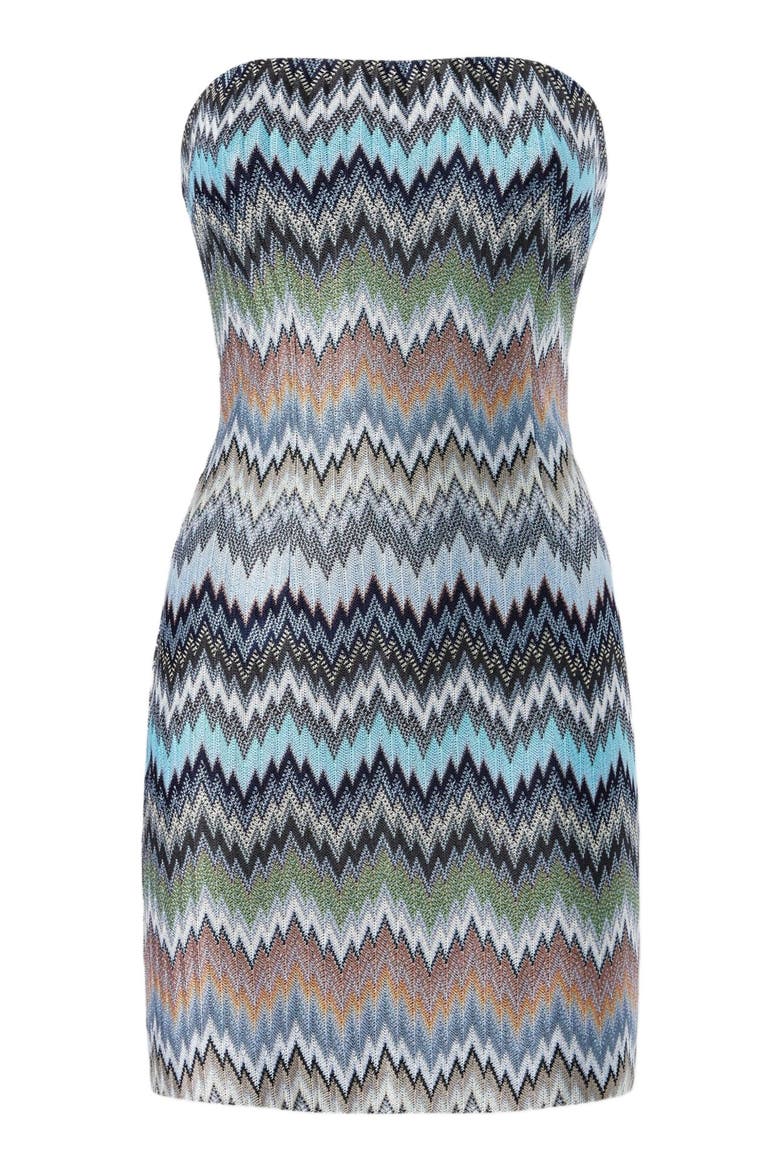 Mini Dress In Viscose Chevron Snake Motif, Alternate, color, Multicoloured