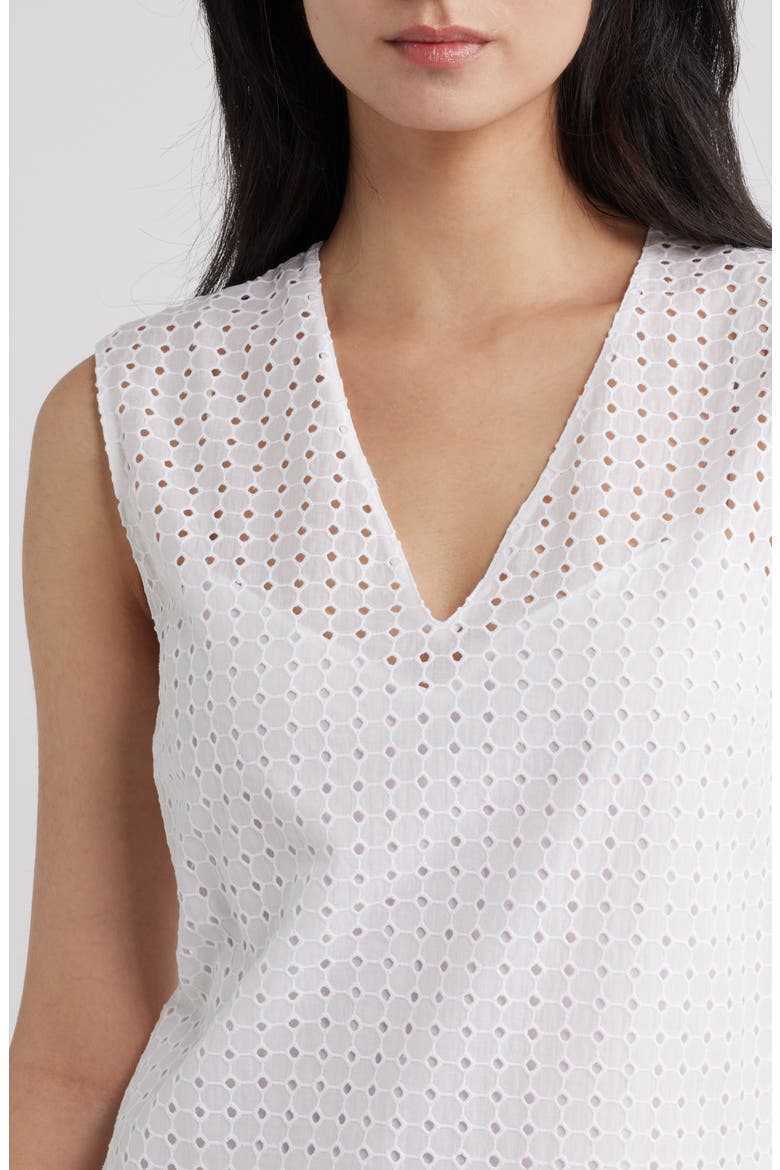 Eyelet Fit & Flare Midi Dress, Main, color, WHITE