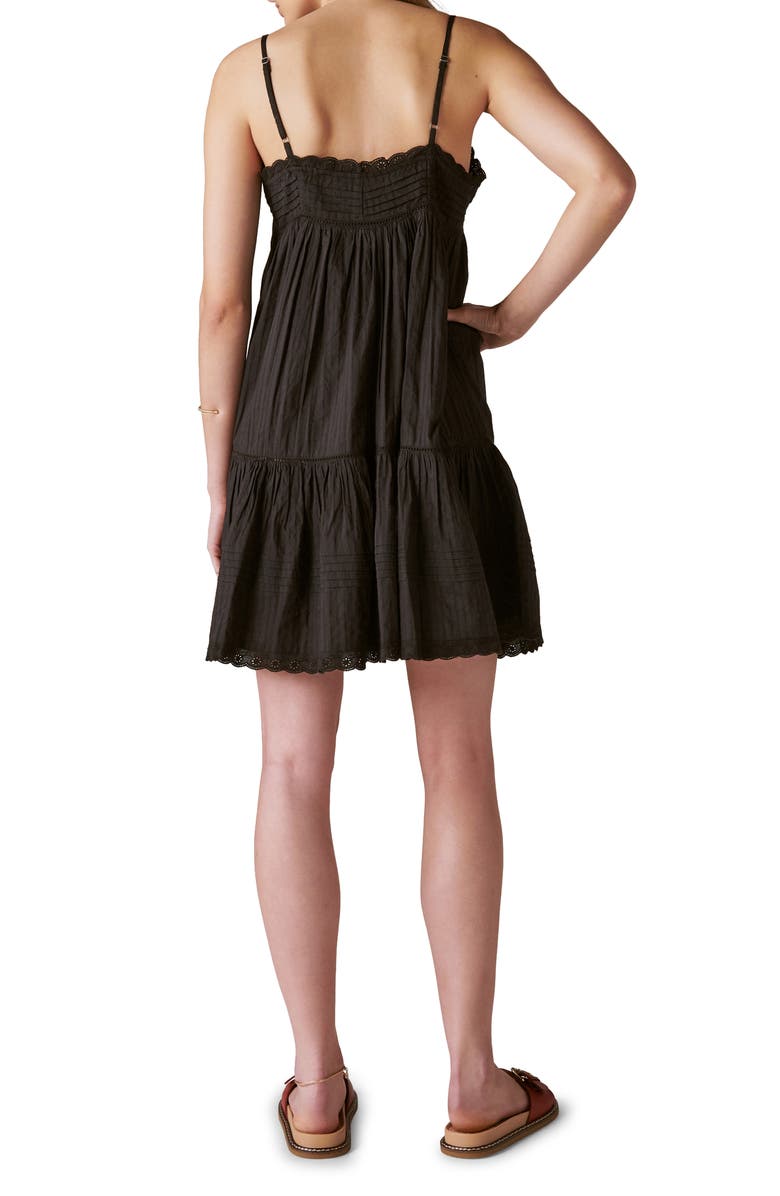 Lucky Brand Embroidered Pintuck Cotton A-Line Sundress, Alternate, color, 