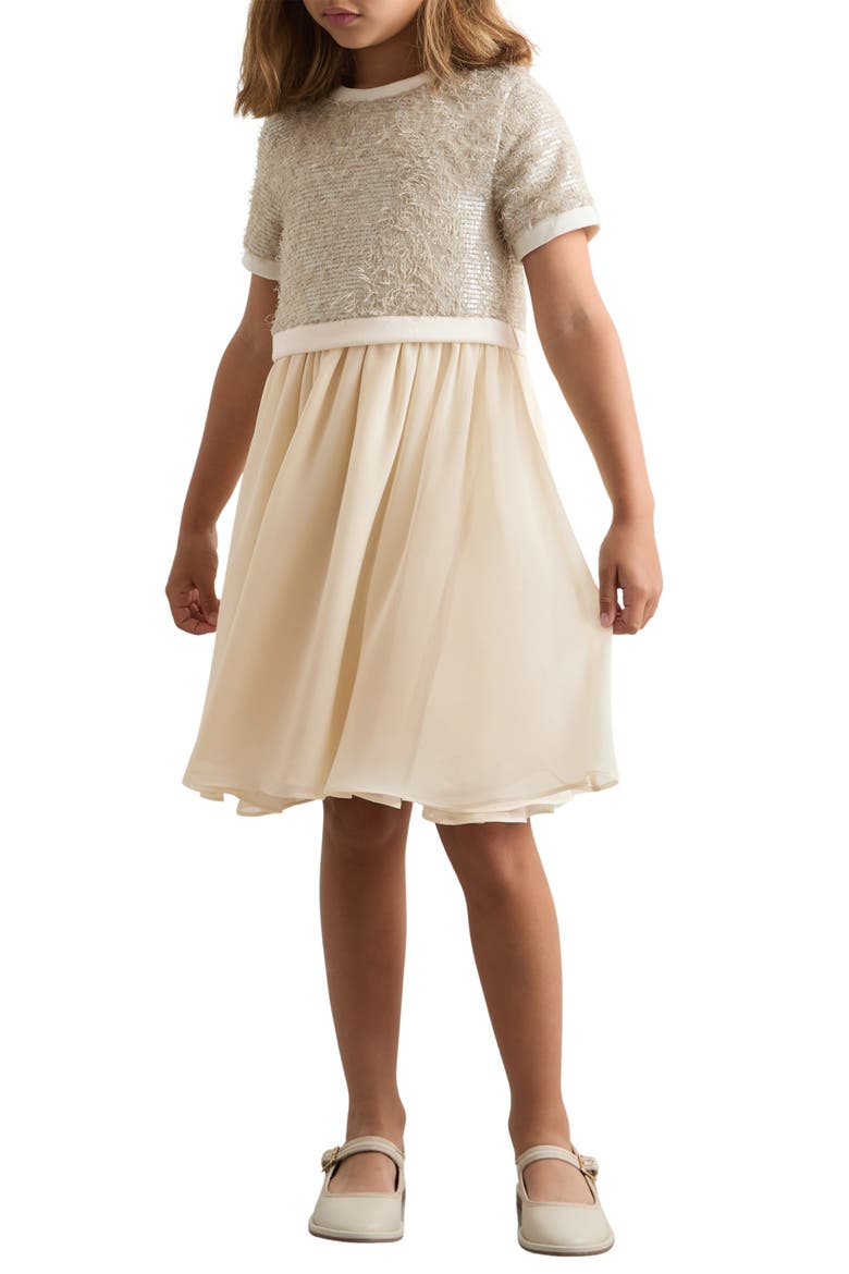 Kids' Bee Sequin Bodice Party Dress, Alternate, color, CHAMPAGNE