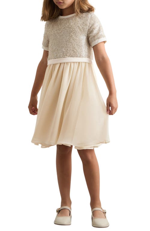Reiss Kids' Bee Sequin Bodice Party Dress In Gold
