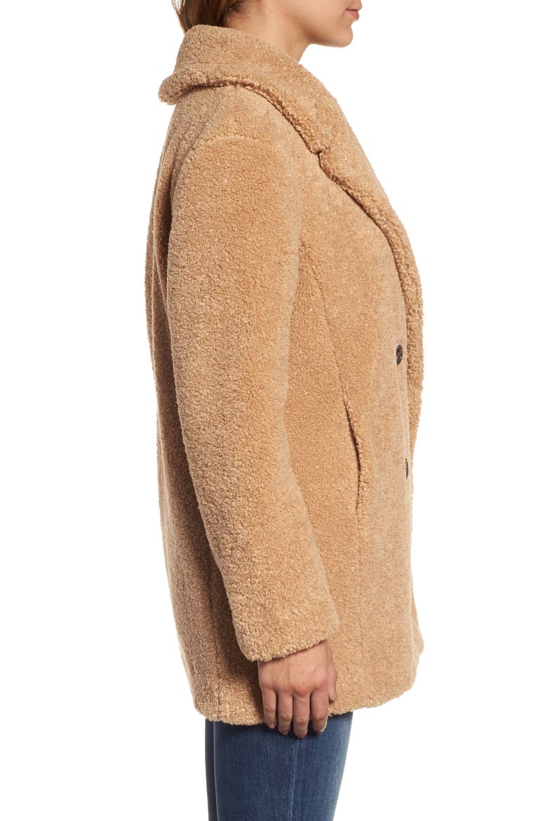 Teddy Bear Notch Collar Faux Fur Coat, Alternate, color, BUTTERSCOTCH