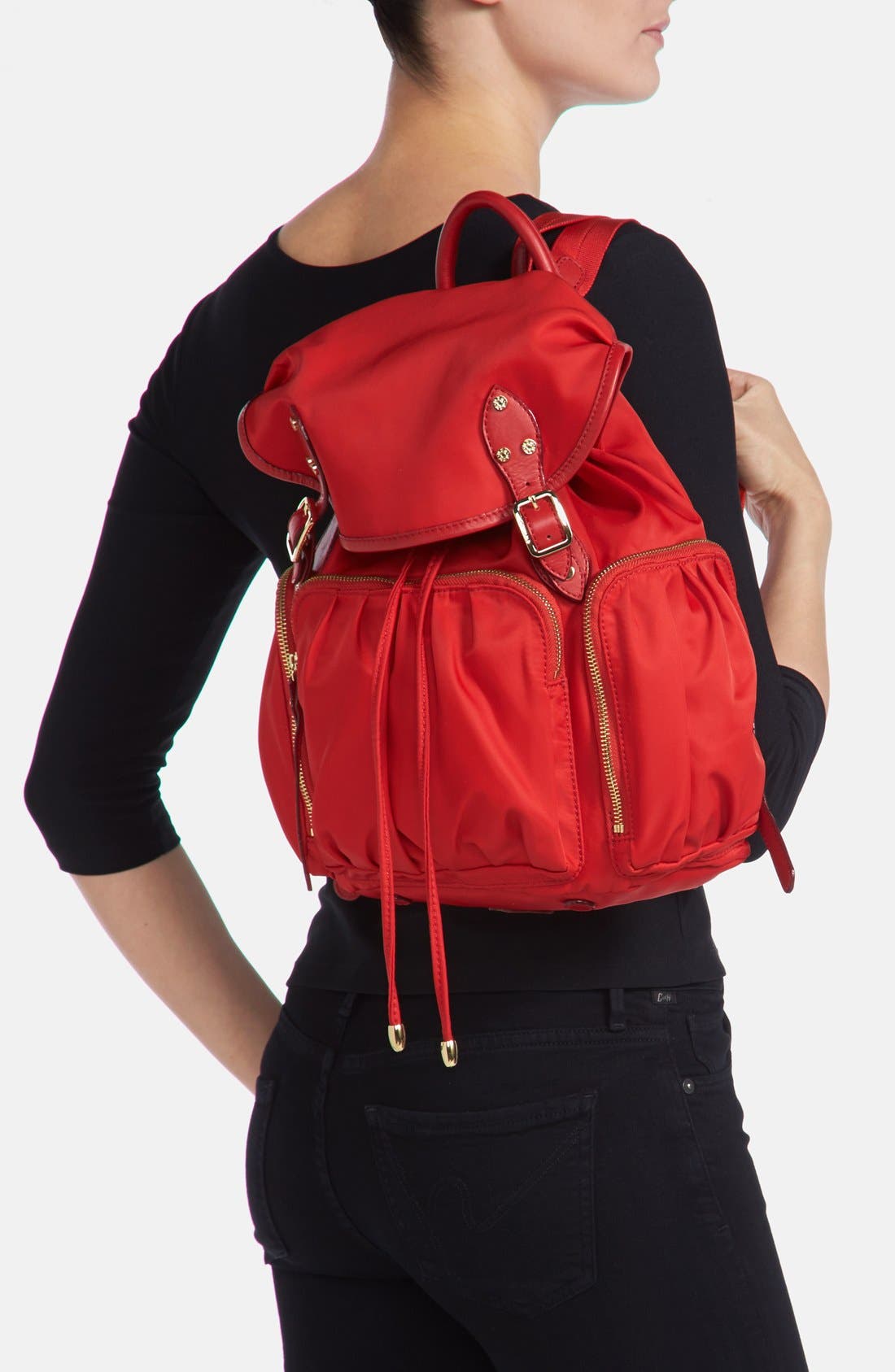 'Marlena' Nylon Backpack, Alternate, color, CHERRY BEDFORD