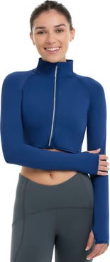 BloqUV Women's Long Sleeve Full Zip Crop Top Sun Shirt for UV Protection