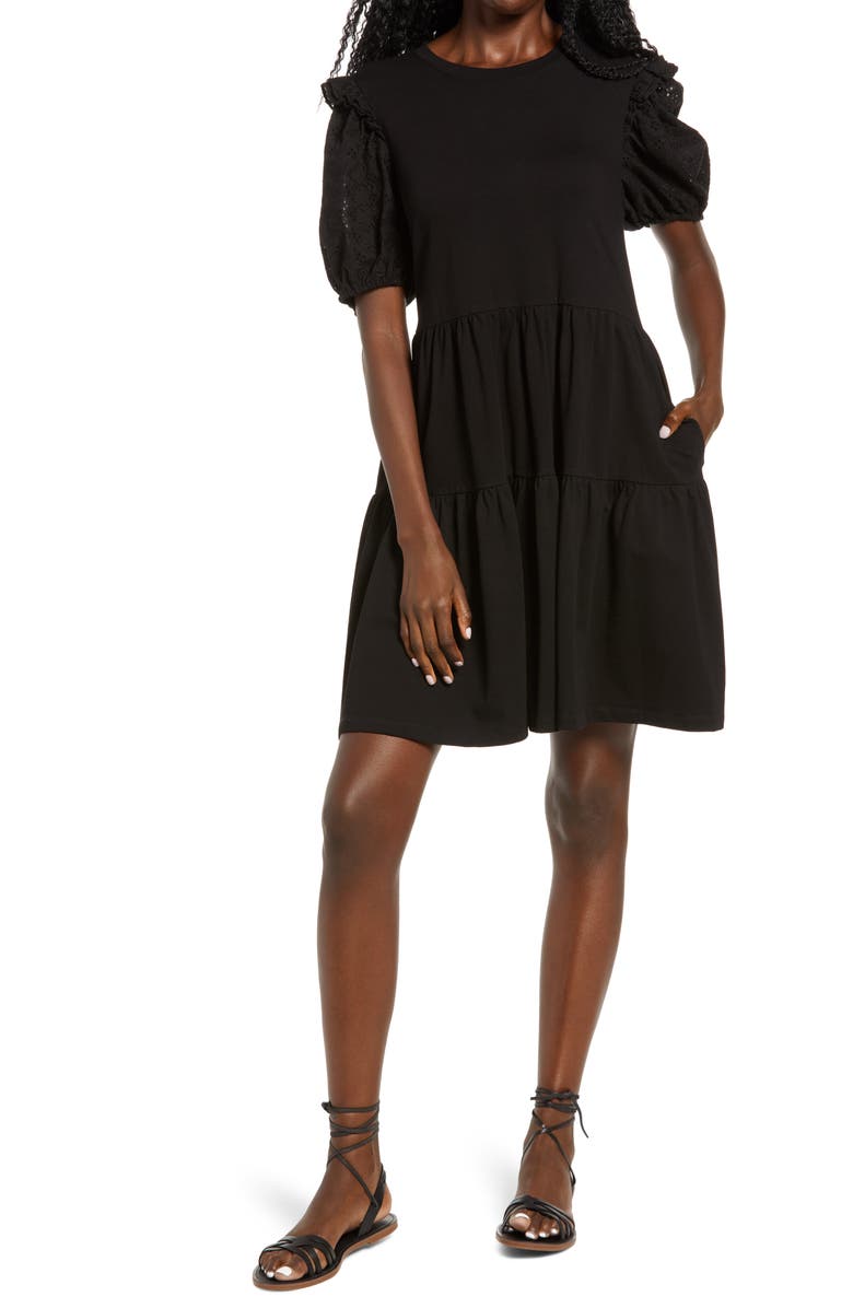 English Factory Eyelet Sleeve Knit Dress, Main, color,