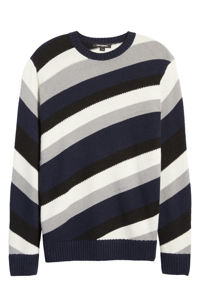 KARL LAGERFELD PARIS Diagonal Stripe Crewneck Sweater, Alternate, color, 