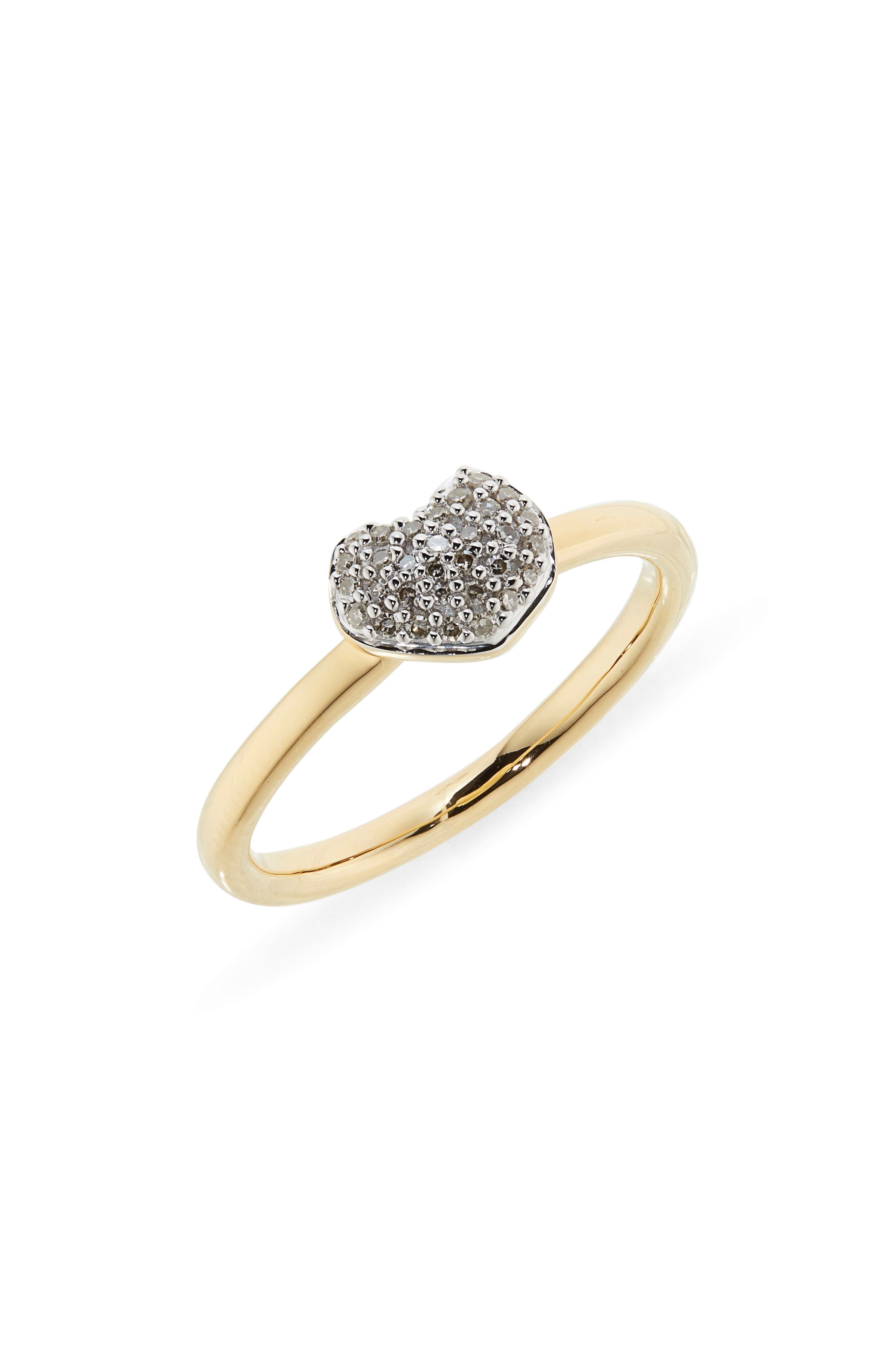 Monica Vinader Nura Pavé Diamond Mini Heart Ring