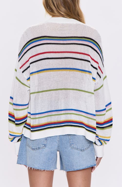 Pistola Eva Rib Knit Frayed Edge Cotton Sweater In Multi