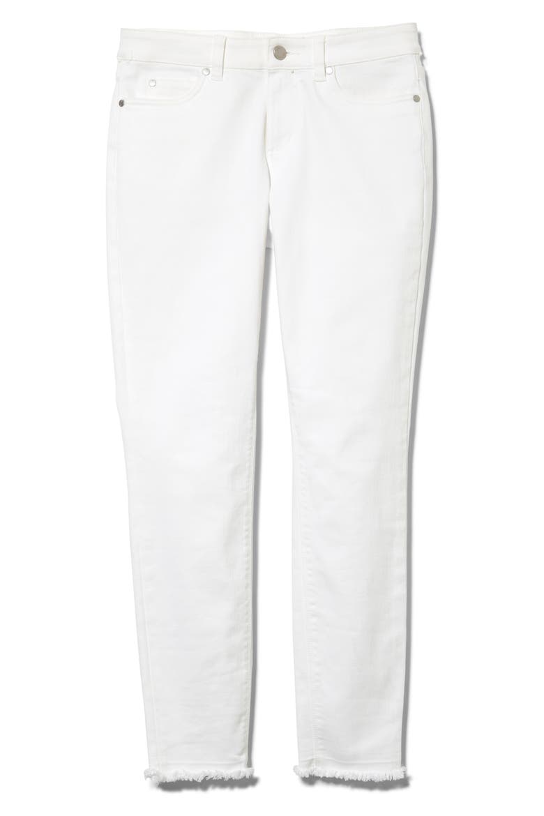 Fray Hem Skinny Jeans, Alternate, color, ULTRA WHITE