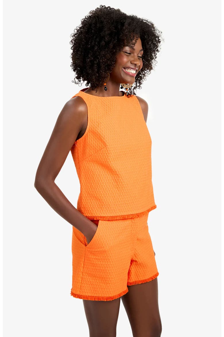 Port Sleeveless Structured Woven Tank Top, Alternate, color, Orange Oasis