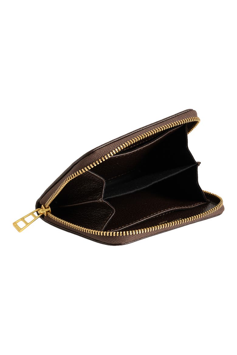 Mini Grained Leather Card Case, Alternate, color, BROWNIE